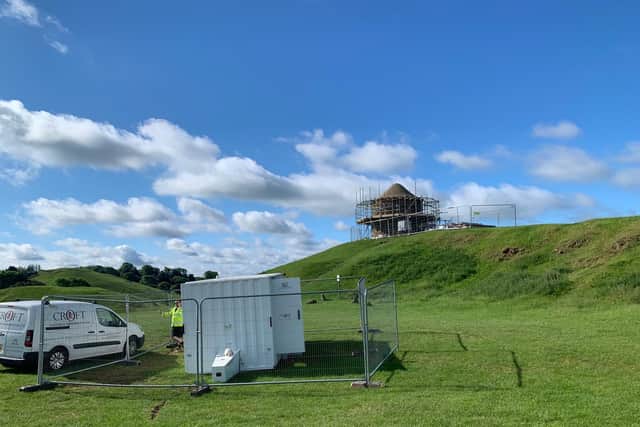 ​Conservation work has started to repair the Beacon tower located within Burton Dassett Hills Country Park. (photo by Chana Projects)