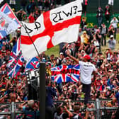 Lewis Hamilton with fans at the British Grand Prix