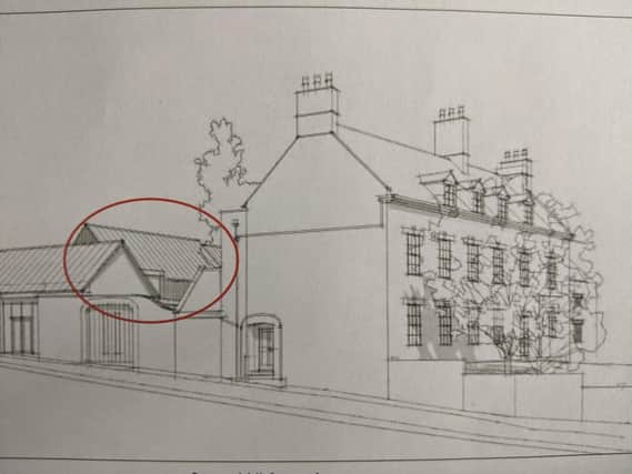 An artist's impression of the proposed dormitory block behind historic Stone Hill House in Stone Hill, Bloxham