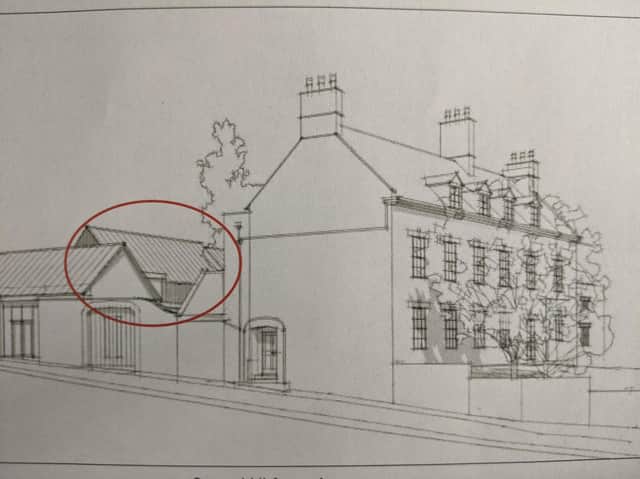 An artist's impression of the proposed dormitory block behind historic Stone Hill House in Stone Hill, Bloxham