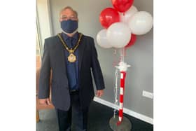 The mayor of Brackley, Cllr Don Thompson, officially reopened the Brackley Town Football Club events space, 'The Venue' after two years of hard work and reconstruction following the devastating fire in 2019. (Image from Brackley Town Twitter account)