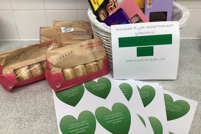 Staff at Dashwood Academy Banbury received treats basket filled with doughnuts, cakes & chocolate bars as part of National Thank a Teacher Day