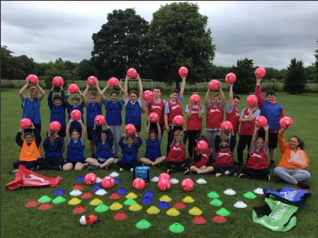 Banbury area school - Wroxton Primary - gets £500 worth of football equipment as part of the Monster Kickabout scheme. (Image from Wroxton Primary School)