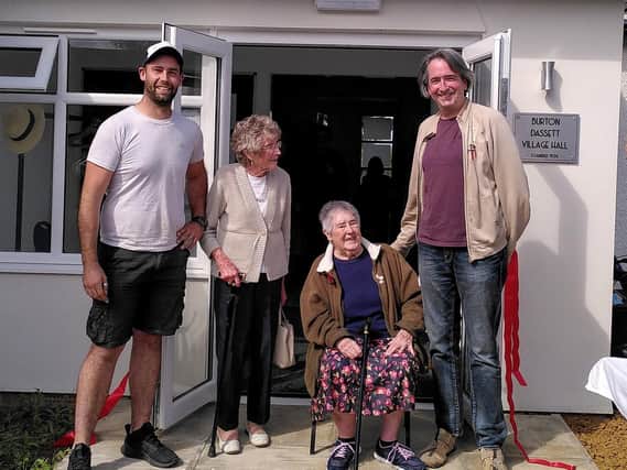 Pictured, l - r are builder Sam White, guests of honour Betty Williams and Joyce Benfield and James Gordon-Cumming, treasure of the village hall committee.