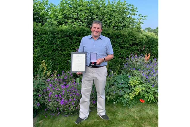 David Hill, 65, received the Royal Agricultural Society of England’s Long Service medal for his dedication and service as a shepherd on the Barnett family farm near Middleton Cheney.