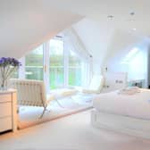 The master bedroom at the 10-bedroom home on the market near Shutford, Banbury (Image from Rightmove)