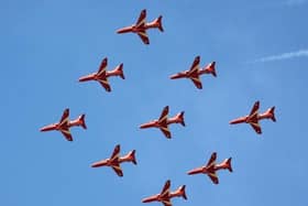 Red Arrows will fly over Banbury tomorrow morning at 9am (July 9). Photo: @MilitaryAirshow