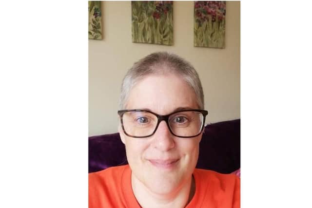 Rachel Jarrett, from Middleton Cheney, had her head shaved in a fundraising challenge for Helen & Douglas House (submitted image from the hospice)