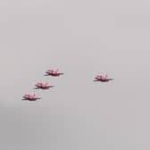 The world famous Red Arrows flew over the area and Banbury resident, Junior Williamson, managed to click a photo of them as they flew over his garden. (photo by Junior Williamson)