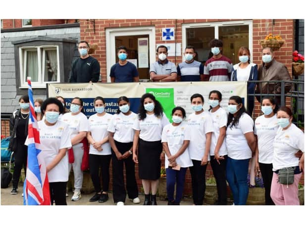 Nearly two dozen staff and other volunteers from The Julie Richardson Nursing Home in Banbury took part in a sponsored walk on Friday July 9 to help those impacted by Covid in India. (Submitted photo)