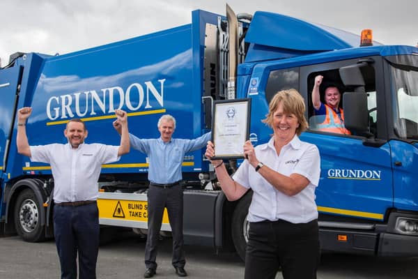 Flashback to 2020’s award – Grundon has now achieved its second Gold RoSPA in a row. From left Reg Hodson, Grundon’s Safety, Health, Environment and Quality (SHEQ) manager; Stephen Roscoe, Compliance Director; Toni Robinson, Head of Compliance; and James Marlow, Lead Driver at Grundon’s Ewelme depot.