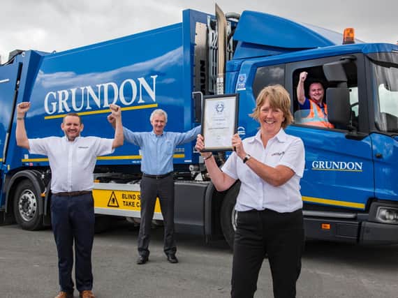 Flashback to 2020’s award – Grundon has now achieved its second Gold RoSPA in a row. From left Reg Hodson, Grundon’s Safety, Health, Environment and Quality (SHEQ) manager; Stephen Roscoe, Compliance Director; Toni Robinson, Head of Compliance; and James Marlow, Lead Driver at Grundon’s Ewelme depot.