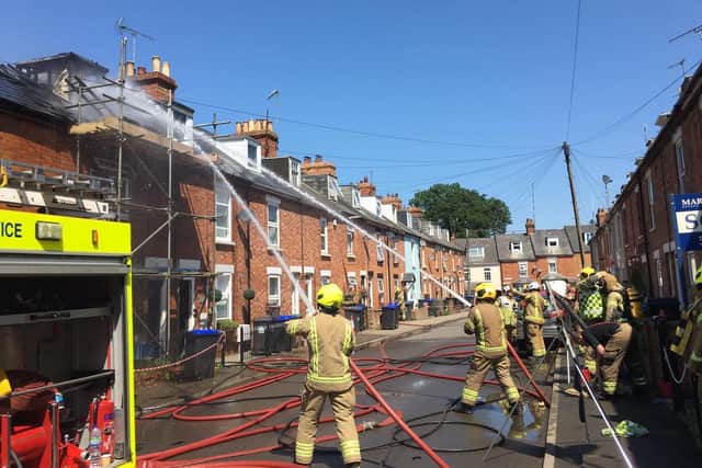 Multiple fire crews responded after a blaze swept through three houses in Woodford Halse yesterday (Sunday July 18), leaving one family with nothing. (Image from Oxfordshire Fire and Rescue Service Facebook page)
