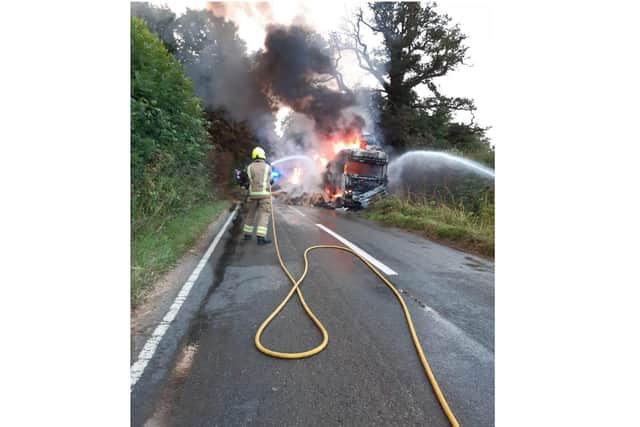 Firefighters from six fire stations respond to lorry blaze near Banbury area village (Image from Oxfordshire Fire and Rescue Service Facebook page)