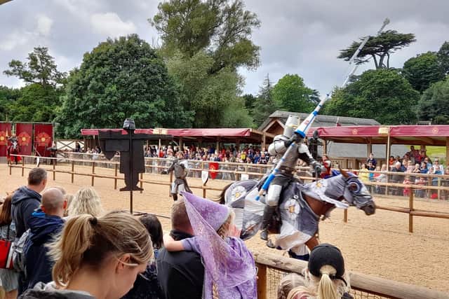 A photo of the Wars of the Roses jousting show at Warwick Castle