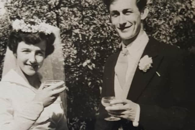Veronica and Peter Fisher - both doctors - on their wedding day
