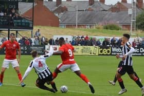 Action from Brackley Town's 1-0 win at Chorley on the opening day of the National League North season. Picture by Brian Martin