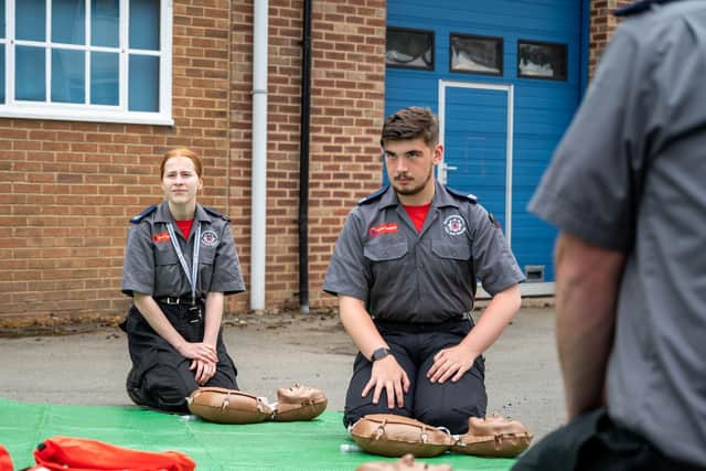 Stephen Mold, the Police, Fire and Crime Commissioner for Northamptonshire and the fire service launched the use of new portable mannequins to ensure lifesaving resuscitation skills can be taught more easily across Northamptonshire. (Image from Northants Fire & Rescue Service)