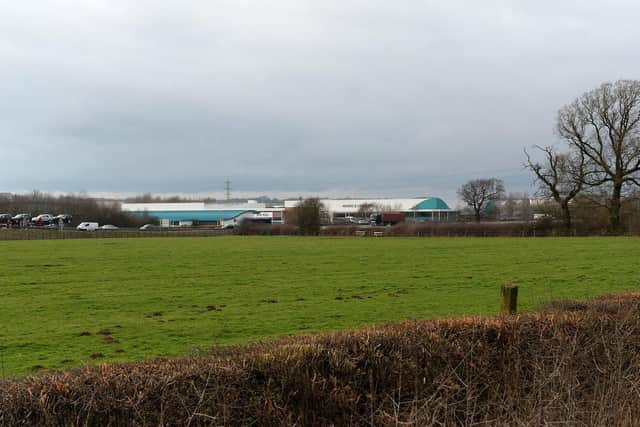 The greenfield land on the east side of the M40 before construction of industrial development