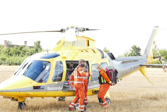 Coventry and Warwick air ambulance landed in a field alongside the Bretch Hill estate to help the emergency services