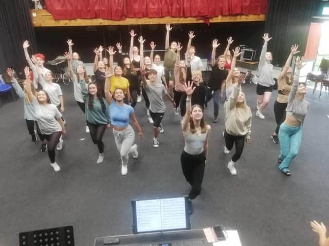 The cast Oddesy Youth are pictured in rehearsal for Fame
