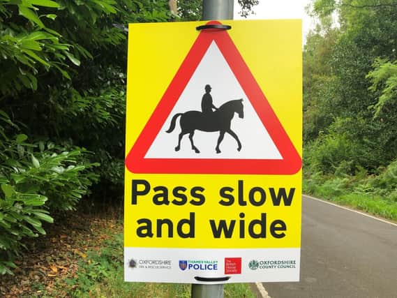 Drivers are being encouraged to stay alert for horse riders using the county’s roads, in a joint safety campaign from Oxfordshire County Council’s Fire and Rescue Service, and the British Horse Society (BHS). Image from Oxfordshire County Council
