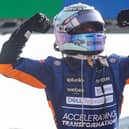 Daniel Ricciardo celebrates his victory at the Italian Grand Prix