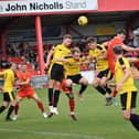 Action from Saturday's draw with Needham Market (Pictures by Julie Hawkins)