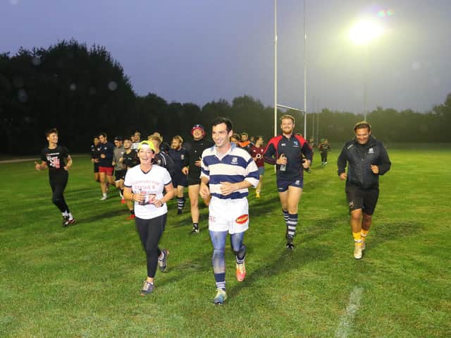 Banbury woman, Trudy Boyle, has launched a fundraising challenge to run 100 laps around the Banbury Rugby Union Football Club's grounds in memory of her husband. (photo by Simon Grieve)