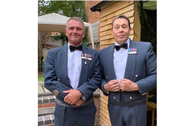Paul Gruner-Overgaard, the chair of Banbury RAF Association Club, with Chris Adams, the chair of the Banbury RAF Association Branch, at the club in Broad Street, Banbury (Image from the club's Facebook page)