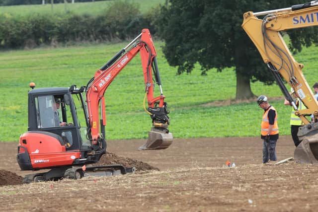 The excavations are started using mechanical diggers on the Roman Villa site at Broughton. Picture by Kevin Smith