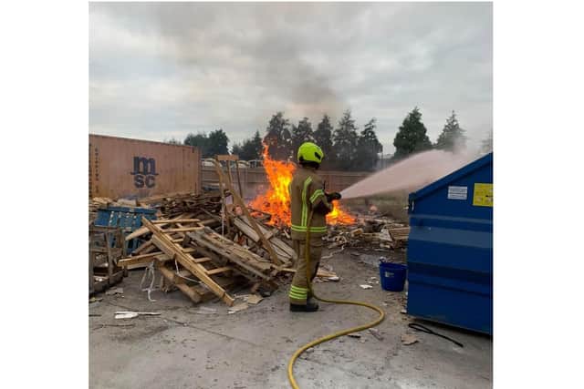 Firefighters from the Chipping Fire Station work a fire at the Enstone Industrial Estate over the weekend (Image from the Oxfordshire Fire and Rescue Facebook page)