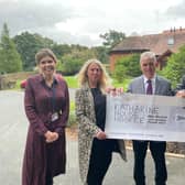 Presentation of cheque for funds raised Phil Lines Testimonial: Pictured: Hannah Lehman with Katharine House Hospice, Vicky Allen the clubhouse manager Easington Sports FC, Phil Lines and Ronnie Johnson, event host (Submitted photo)