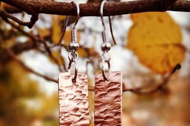 Copper earrings - an example of Rich McKenzie's work which is made to order