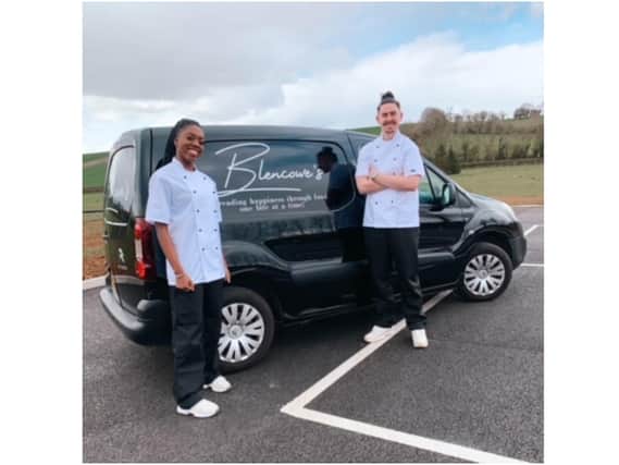 La Toya Fé Browne-Blencowe and her husband, Jordan Blencowe, in front of the Blencow's bakery van (submitted photo)