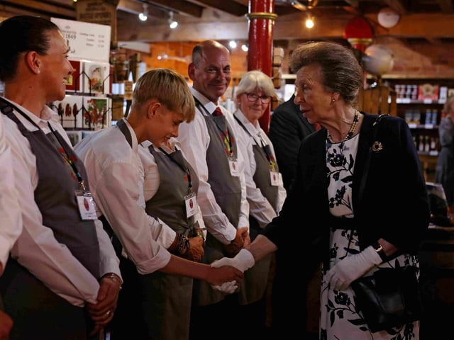 HRH The Princess Royal meeting with staff members at Hook Norton Brewery.