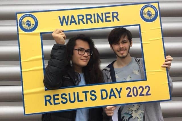 Students at The Warriner School celebrate their A-level results