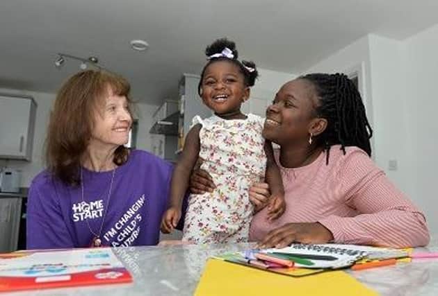Home Start volunteers assist families in a number of ways including isolation, coping with twins, domestic abuse or helping out with a parent or child with disabilities.