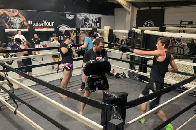 A packed house at one the centre's muay Thai classes.