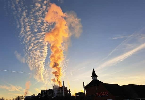 Harry Rhodes' super photo of a 'seahorse' sunset behind the coffee factory in Banbury