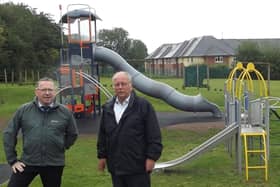 The new play equipment was unveiled by Cllr Martin Phillips and Paul Almond.