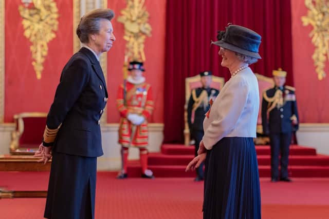 Kim was presented the MBE by Anne, the Princess Royal at a prestigious ceremony at Buckingham Palace.