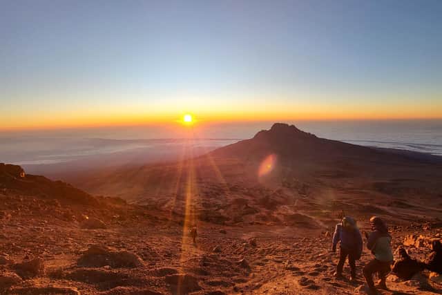Sunrise at Gilman's Point on of the three official summits of Mount Kilimanjaro.