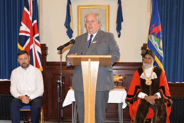 Banbury’s High Steward Sir Tony Baldry speaking in the town hall last night.