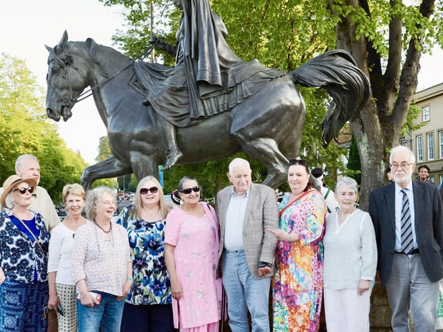 Members of the Fine Lady statue committee, alongside staff from Banbury Town Council.