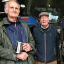 Ernie with his inscribed tankard, Simon Bradshaw of the Banbury Agricultural Association and Chris Loggin of FH Loggin and Sons.