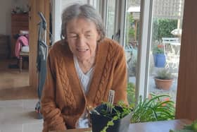Home Instead North Oxfordshire client Elaine with her ‘GroWet’ plant.