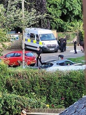Thames Valley Police forensics unit leaves the scene of the stabbing