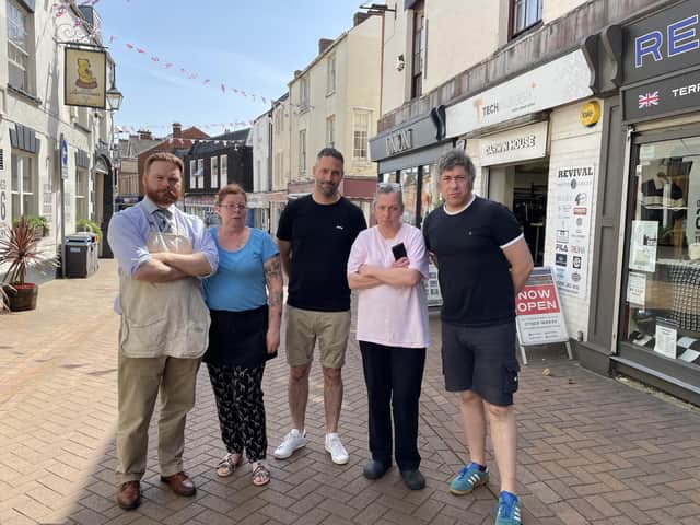 Barry Whitehouse, proprietor of The Artery, (left) with other traders of the Old Town area of Banbury