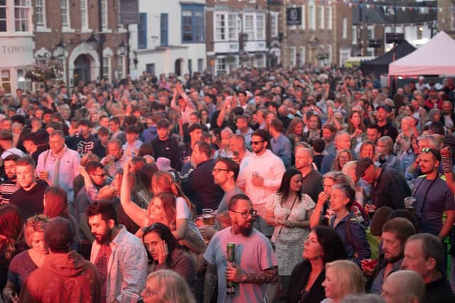 Crowds packed into Shipston town to enjoy the final night of the annual proms. Photo: Chris Roberts/WiderView Visual Media